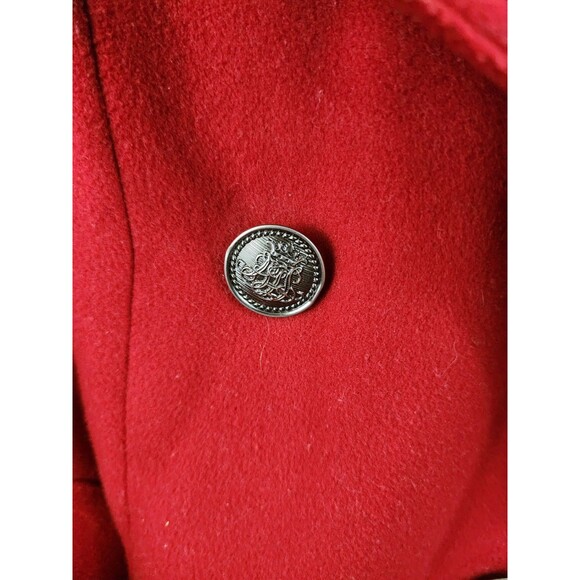 Iris Basic Womens M Red Mid Length Belted Pea Coat Jacket - Picture 6 of 10